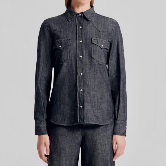 Scanlan Theodore Black Charcoal Grey Denim Shirt - NWT - Picture 2 of 8